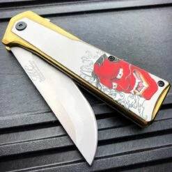 8" Katana Sword Style Dragon Folding Spring Assisted Pocket Knife -BLADE ADDICT Sales bladeaddictknives pocket knives gold 8 katana sword style dragon folding spring assisted pocket knife 6662058279000