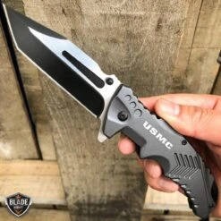 8.25" USMC Marines Military Spring Assisted Open Folding Pocket Knife -BLADE ADDICT Sales bladeaddictknives pocket knives grey 8 25 usmc marines military spring assisted open folding pocket knife 6662062243928
