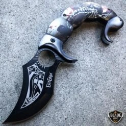 Fantasy Scorpion Assisted Open Folding Pocket Knife Karambit Blade -BLADE ADDICT Sales bladeaddictknives pocket knives grey fantasy scorpion assisted open folding pocket knife karambit blade 12109320552536