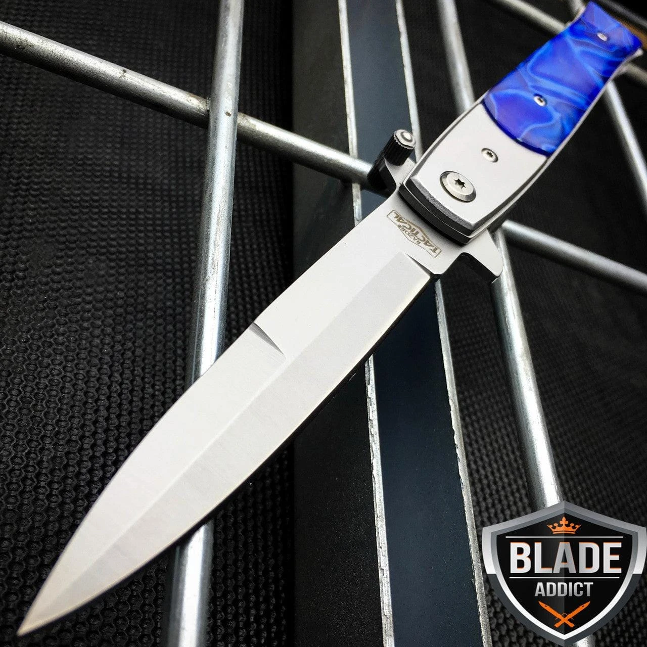 Italian Milano Stiletto Pocket Knife Blue 3 Italian Milano Stiletto Pocket Knife Blue