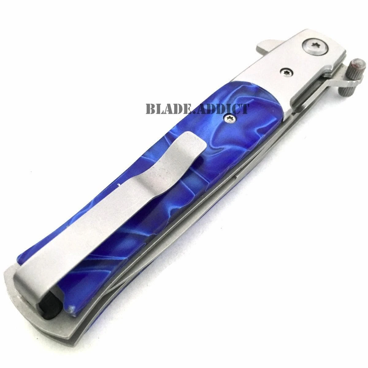 Italian Milano Stiletto Pocket Knife Blue 5 Italian Milano Stiletto Pocket Knife Blue - Image 3
