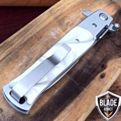 Italian Milano Style Stiletto Pocket Knife Pearl -BLADE ADDICT Sales bladeaddictknives pocket knives italian milano style stiletto pocket knife pearl 324193484827