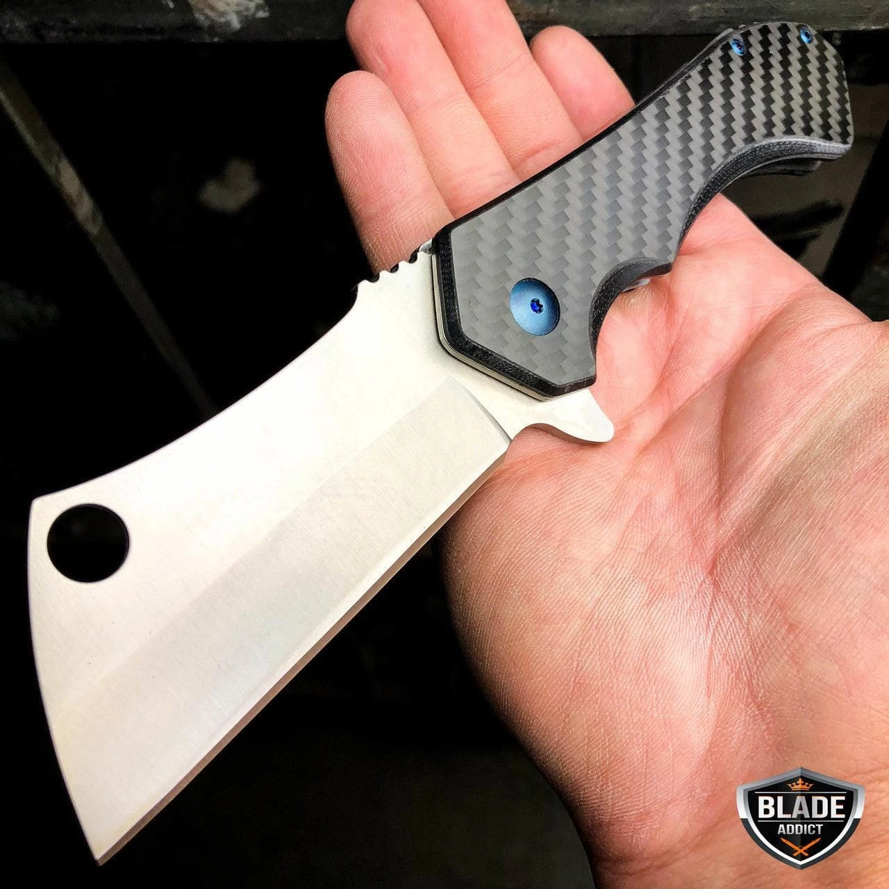 LIMITED EDITION CARBON FIBER Spring Assisted Cleaver Pocket Knife 3 LIMITED EDITION CARBON FIBER Spring Assisted Cleaver Pocket Knife