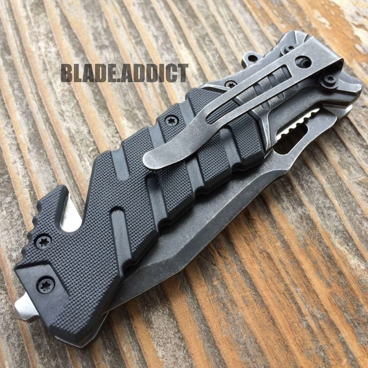 Military Black Combat Pocket Knife 5 Military Black Combat Pocket Knife - Image 3