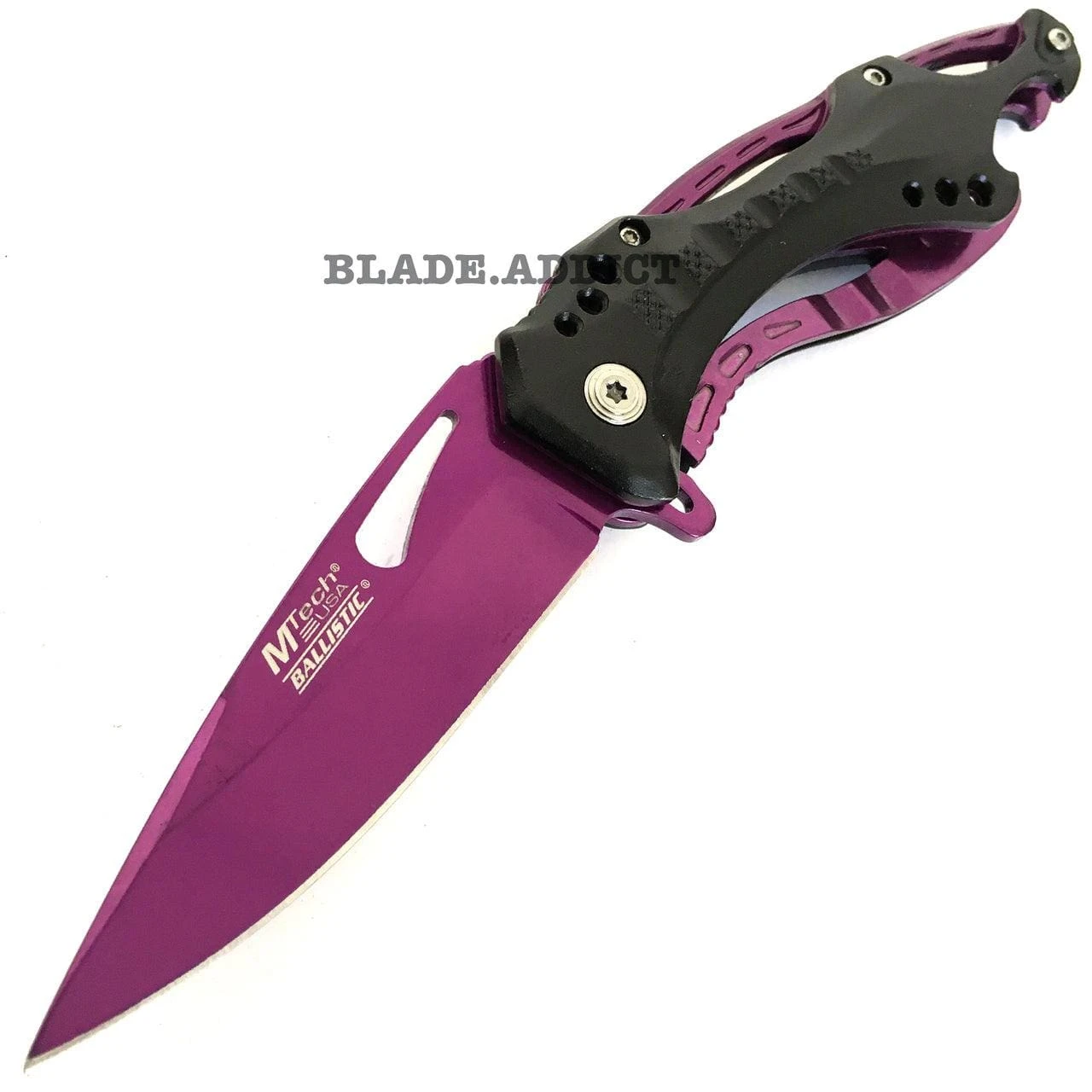 MTECH PURPLE TITANIUM SPRING ASSISTED OPEN Tactical POCKET KNIFE Bottle Opener 4 MTECH PURPLE TITANIUM SPRING ASSISTED OPEN Tactical POCKET KNIFE Bottle Opener - Image 2