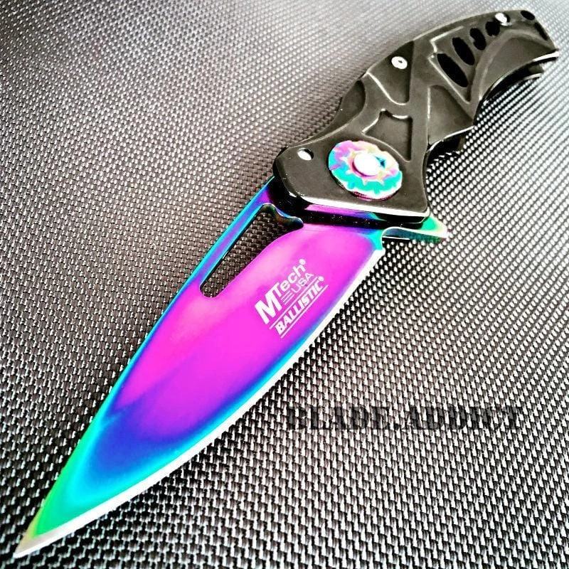 MTECH SPRING ASSISTED Open Rainbow FOLDING POCKET KNIFE Tactical 3 MTECH SPRING ASSISTED Open Rainbow FOLDING POCKET KNIFE Tactical