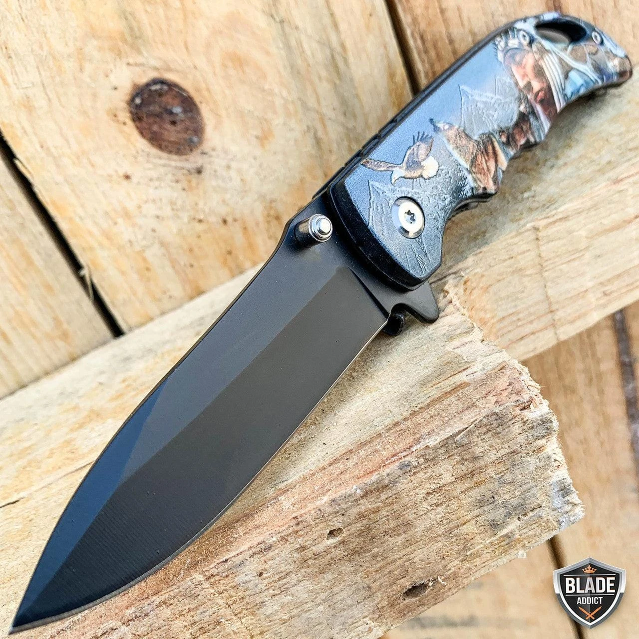 7" Military Animal Design Spring Assisted Open Folding Pocket Knife 6 7" Military Animal Design Spring Assisted Open Folding Pocket Knife - Image 4