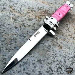 9" Classic Italian Milano Spring Assist Folding Stiletto Pocket Knife 13 9" Classic Italian Milano Spring Assist Folding Stiletto Pocket Knife -BLADE ADDICT Sales bladeaddictknives pocket knives pink 9 classic italian milano spring assist folding stiletto pocket knife 12463500755032