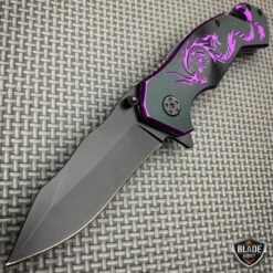 7.75" Fantasy Dragon Spring Assisted Open Rescue Folding Pocket Knife 11 7.75" Fantasy Dragon Spring Assisted Open Rescue Folding Pocket Knife -BLADE ADDICT Sales bladeaddictknives pocket knives purple 7 75 fantasy dragon spring assisted open rescue folding pocket knife 12786707464280