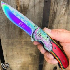 8.25" FLORAL Tactical Spring Assisted Open Folding Pocket Knife Blade 17 8.25" FLORAL Tactical Spring Assisted Open Folding Pocket Knife Blade -BLADE ADDICT Sales bladeaddictknives pocket knives rainbow multi pakkawood 8 25 floral tactical spring assisted open folding pocket knife blade 12787432849496