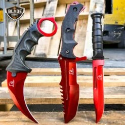3PC COMBO CSGO Tactical Fixed Blade Knife Set - Karambit, Huntsman, Combat Knife 17 3PC COMBO CSGO Tactical Fixed Blade Knife Set - Karambit, Huntsman, Combat Knife -BLADE ADDICT Sales bladeaddictknives pocket knives red 3pc combo csgo tactical fixed blade knife set karambit huntsman combat knife 2564764991576