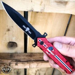 Skull Punisher American FLAG Folding Open Spring Assisted Pocket Knife 14 Skull Punisher American FLAG Folding Open Spring Assisted Pocket Knife -BLADE ADDICT Sales bladeaddictknives pocket knives red skull punisher american flag folding open spring assisted pocket knife 12787262095448