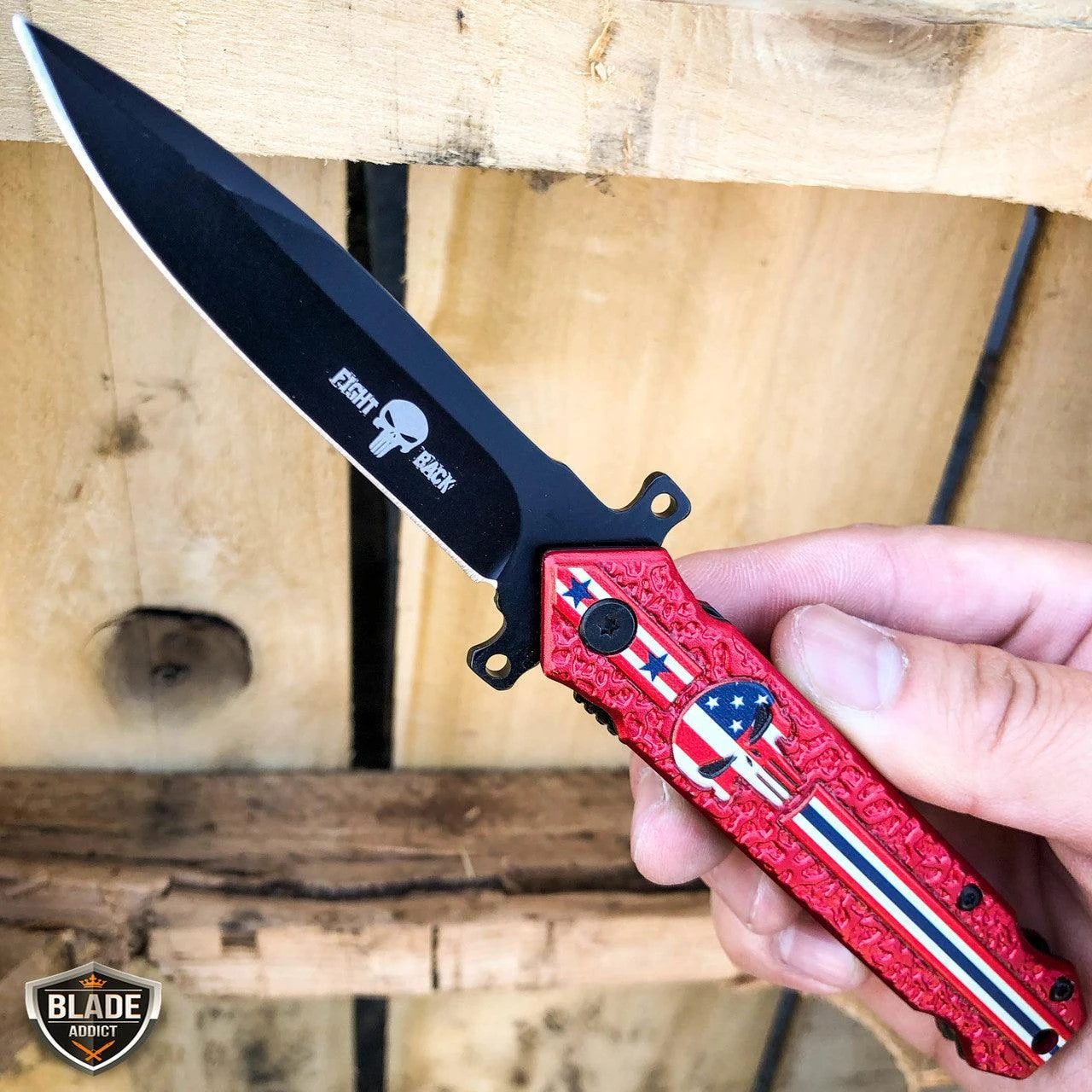 Skull Punisher American FLAG Folding Open Spring Assisted Pocket Knife 7 Skull Punisher American FLAG Folding Open Spring Assisted Pocket Knife - Image 5