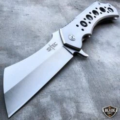 12" CLEAVER RAZOR Tactical Assisted Open Pocket Folding Open Knife 15 12" CLEAVER RAZOR Tactical Assisted Open Pocket Folding Open Knife -BLADE ADDICT Sales bladeaddictknives pocket knives silver 12 cleaver razor tactical assisted open pocket folding open knife 12787069681752