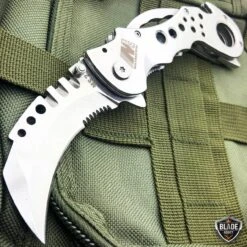 7.5" Heavy Duty Tactical Karambit Claw Spring Assisted Pocket Knife -BLADE ADDICT Sales bladeaddictknives pocket knives silver 7 5 heavy duty tactical karambit claw spring assisted pocket knife 6662068764760