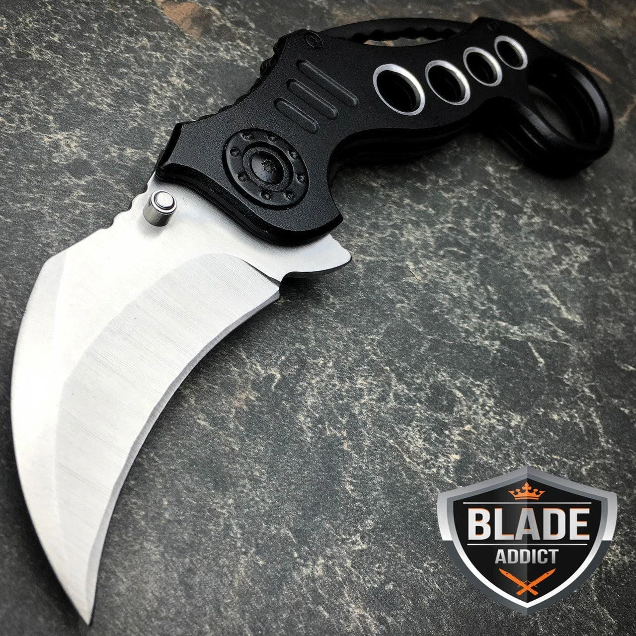 Silver Speedster Karambit EDC Spring Assisted Pocket Knife 3 Silver Speedster Karambit EDC Spring Assisted Pocket Knife