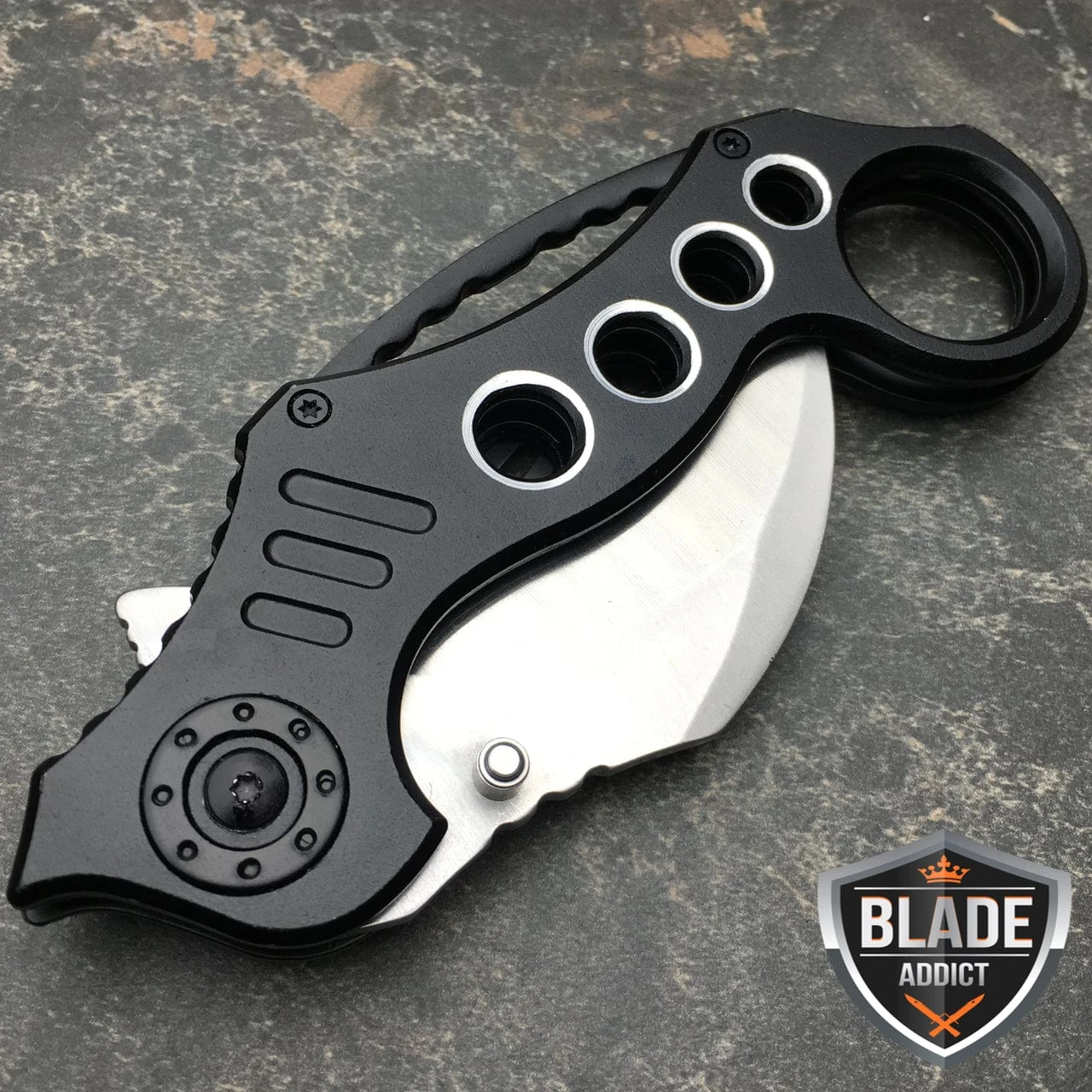 Silver Speedster Karambit EDC Spring Assisted Pocket Knife 4 Silver Speedster Karambit EDC Spring Assisted Pocket Knife - Image 2
