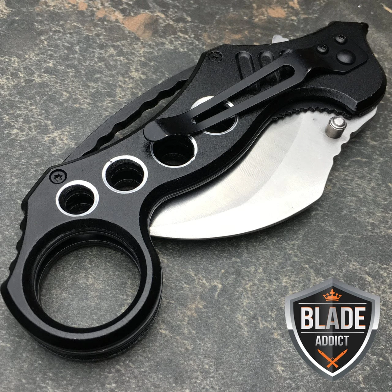 Silver Speedster Karambit EDC Spring Assisted Pocket Knife 5 Silver Speedster Karambit EDC Spring Assisted Pocket Knife - Image 3