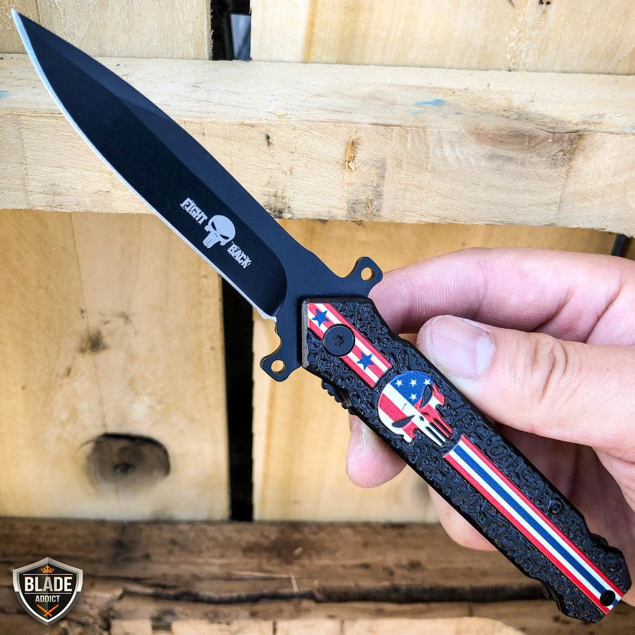 Skull Punisher American FLAG Folding Open Spring Assisted Pocket Knife 5 Skull Punisher American FLAG Folding Open Spring Assisted Pocket Knife - Image 3