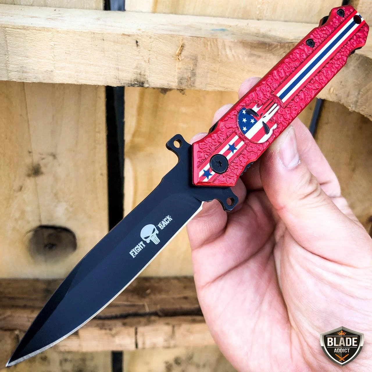 Skull Punisher American FLAG Folding Open Spring Assisted Pocket Knife 8 Skull Punisher American FLAG Folding Open Spring Assisted Pocket Knife - Image 6