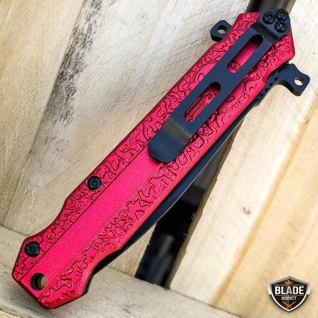 Skull Punisher American FLAG Folding Open Spring Assisted Pocket Knife 10 Skull Punisher American FLAG Folding Open Spring Assisted Pocket Knife - Image 8