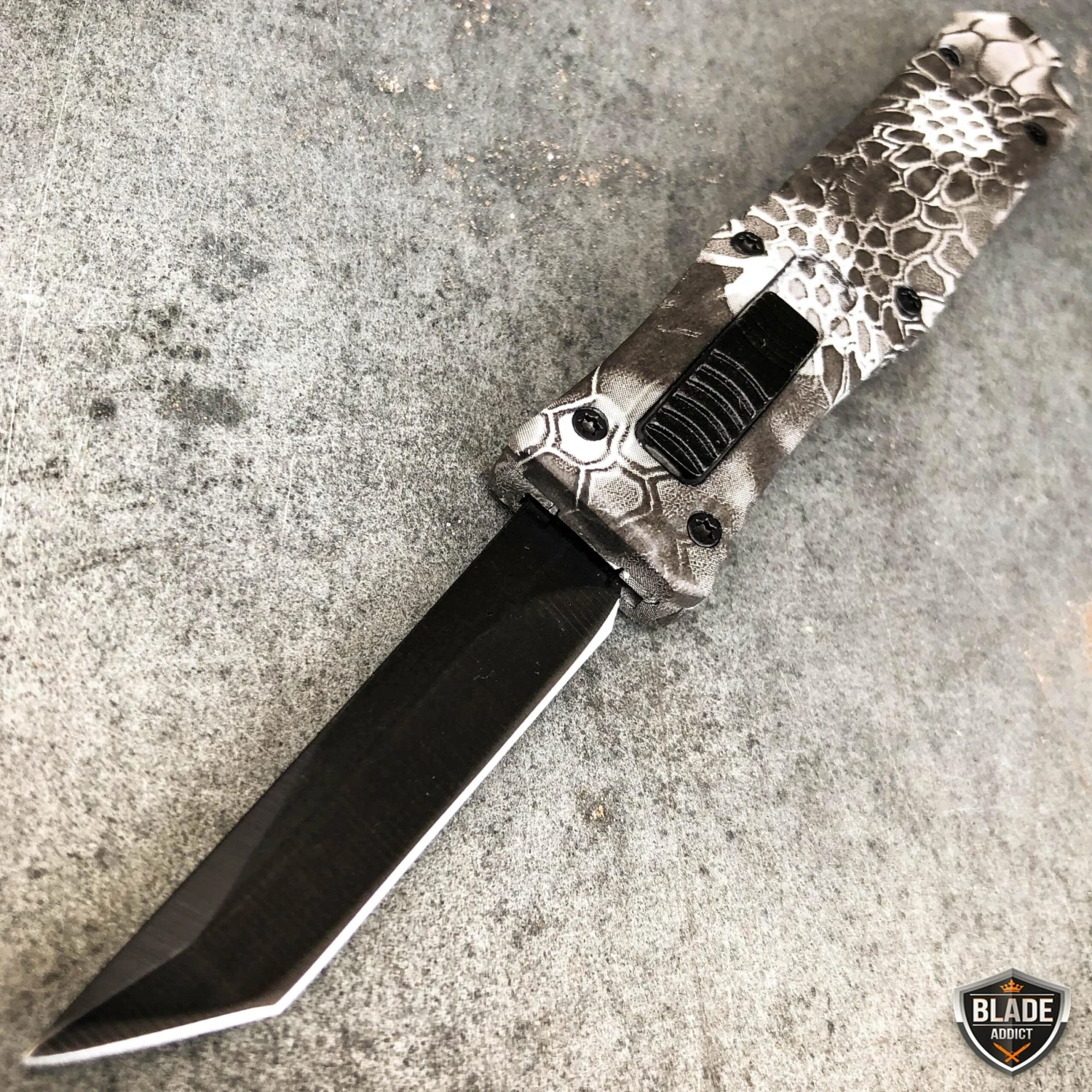 Camo 5.25" Anodized Aluminum Handle Mini OTF Pocket Knife 4 Camo 5.25" Anodized Aluminum Handle Mini OTF Pocket Knife - Image 2