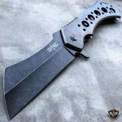 12" CLEAVER RAZOR Tactical Assisted Open Pocket Folding Open Knife 14 12" CLEAVER RAZOR Tactical Assisted Open Pocket Folding Open Knife -BLADE ADDICT Sales bladeaddictknives pocket knives stonewash grey 12 cleaver razor tactical assisted open pocket folding open knife 12787069485144