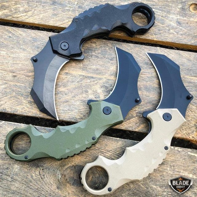 TACTICAL Spring Assisted Open G10 KARAMBIT Claw Folding Pocket Knife 3 TACTICAL Spring Assisted Open G10 KARAMBIT Claw Folding Pocket Knife