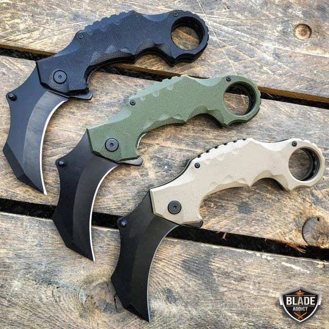 TACTICAL Spring Assisted Open G10 KARAMBIT Claw Folding Pocket Knife 4 TACTICAL Spring Assisted Open G10 KARAMBIT Claw Folding Pocket Knife - Image 2