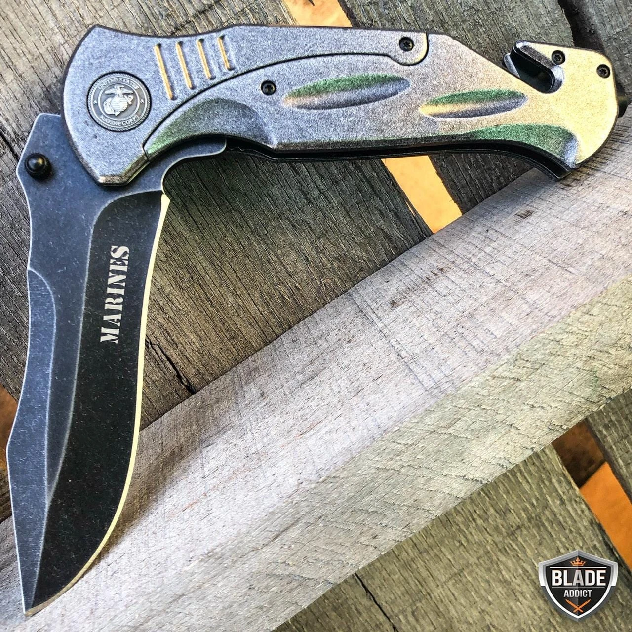 10.5" Military Tactical American Flag Army USMC Marines Pocket Knife 7 10.5" Military Tactical American Flag Army USMC Marines Pocket Knife - Image 5