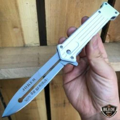 8" JOKER Spring Assisted STILETTO Folding Pocket Knife Blade -BLADE ADDICT Sales bladeaddictknives pocket knives white 8 joker spring assisted stiletto folding pocket knife blade 12463400157272
