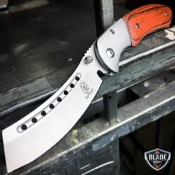 TACTICAL Spring Assisted Open Pocket Knife CLEAVER RAZOR FOLDING Blade SET -BLADE ADDICT Sales bladeaddictknives pocket knives wood handle tactical spring assisted open pocket knife cleaver razor folding blade set 3904475562072