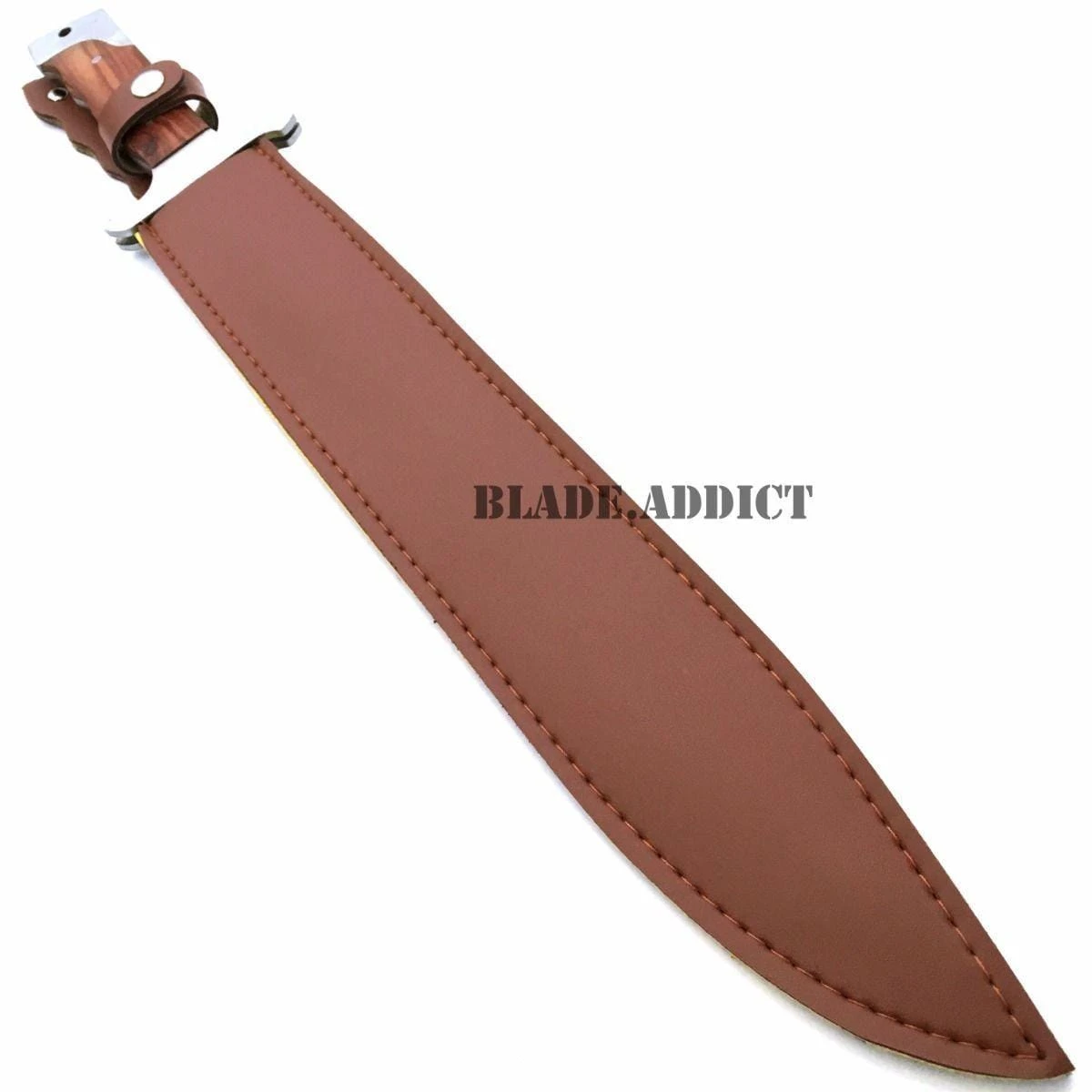 18" FULL TANG MACHETE HUNTING KNIFE SWORD WOOD HANDLE W/ SHEATH 4 18" FULL TANG MACHETE HUNTING KNIFE SWORD WOOD HANDLE W/ SHEATH - Image 3