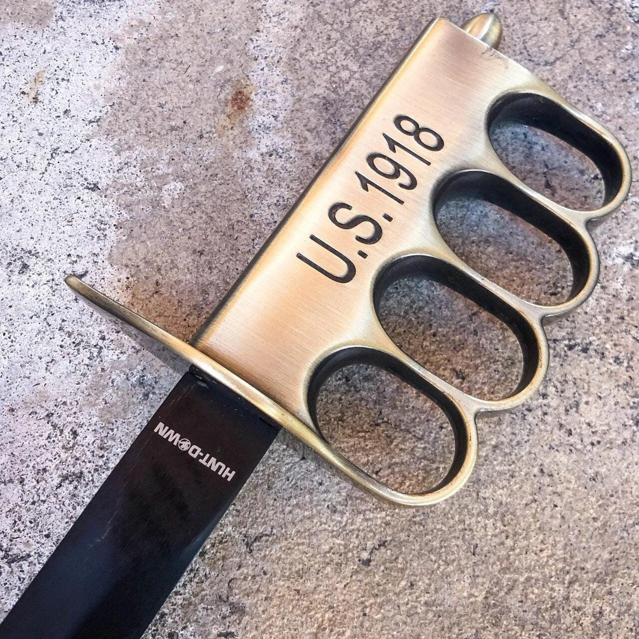 18" US 1918 Military Brass Short Sword Trench Knife W/ Sheath 8 18" US 1918 Military Brass Short Sword Trench Knife W/ Sheath - Image 6