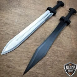 2 PC 24" GLADIATOR GREEK Roman Dragon SWORD MACHETE Gladius Medieval W/ SHEATH