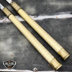 25" NINJA SAMURAI Dual Blade TWIN SWORDS Combat COSPLAY GOLD New -BLADE ADDICT Sales bladeaddictknives sword 25 ninja samurai dual blade twin swords combat cosplay gold new 3905080328280