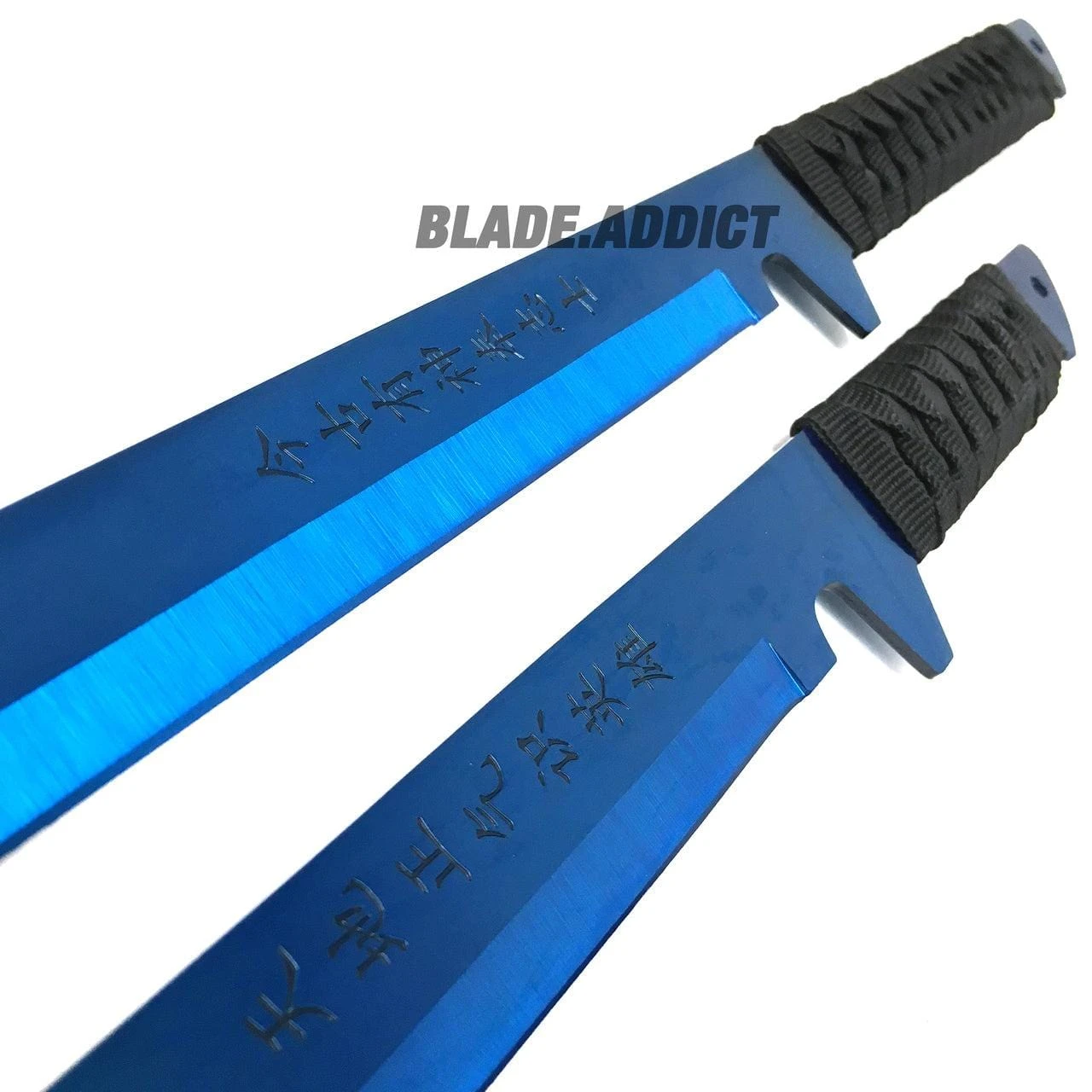 27" & 18" NINJA BLUE SWORD SET Samurai Machete COMBAT FANTASY KNIFE 5 27" & 18" NINJA BLUE SWORD SET Samurai Machete COMBAT FANTASY KNIFE - Image 3