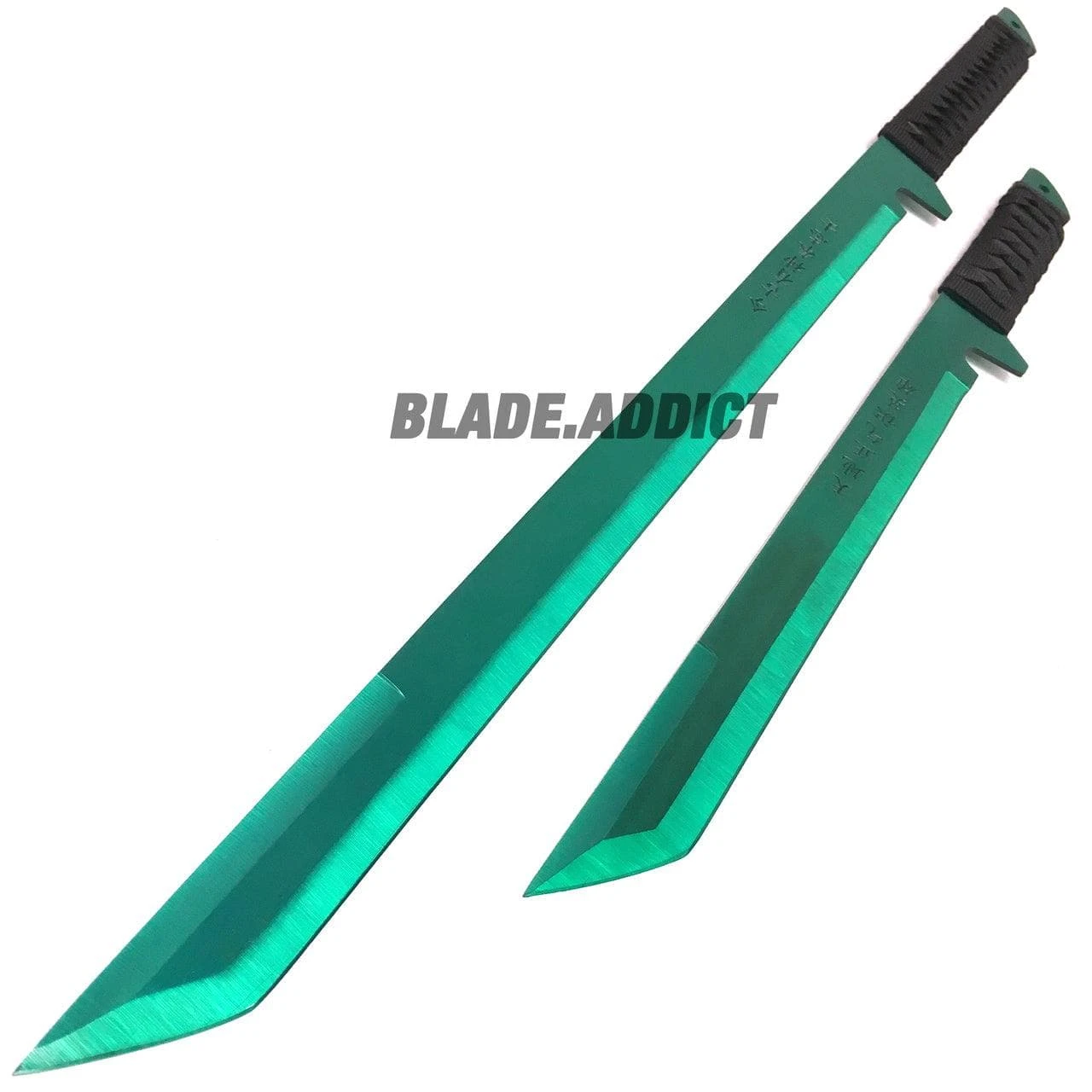 27" & 18" NINJA GREEN SWORD SET Samurai Machete COMBAT FANTASY KNIFE 4 27" & 18" NINJA GREEN SWORD SET Samurai Machete COMBAT FANTASY KNIFE - Image 2