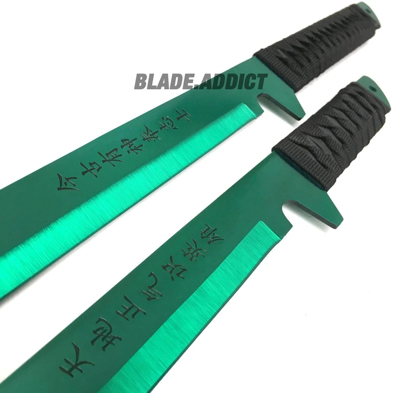 27" & 18" NINJA GREEN SWORD SET Samurai Machete COMBAT FANTASY KNIFE 5 27" & 18" NINJA GREEN SWORD SET Samurai Machete COMBAT FANTASY KNIFE - Image 3