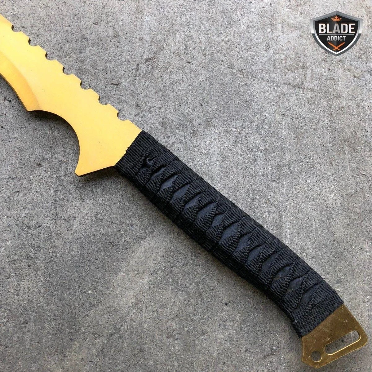 27" Gold Full Tang Blade Machete Tactical Katana Ninja Sword W/ Sheath 4 27" Gold Full Tang Blade Machete Tactical Katana Ninja Sword W/ Sheath - Image 2