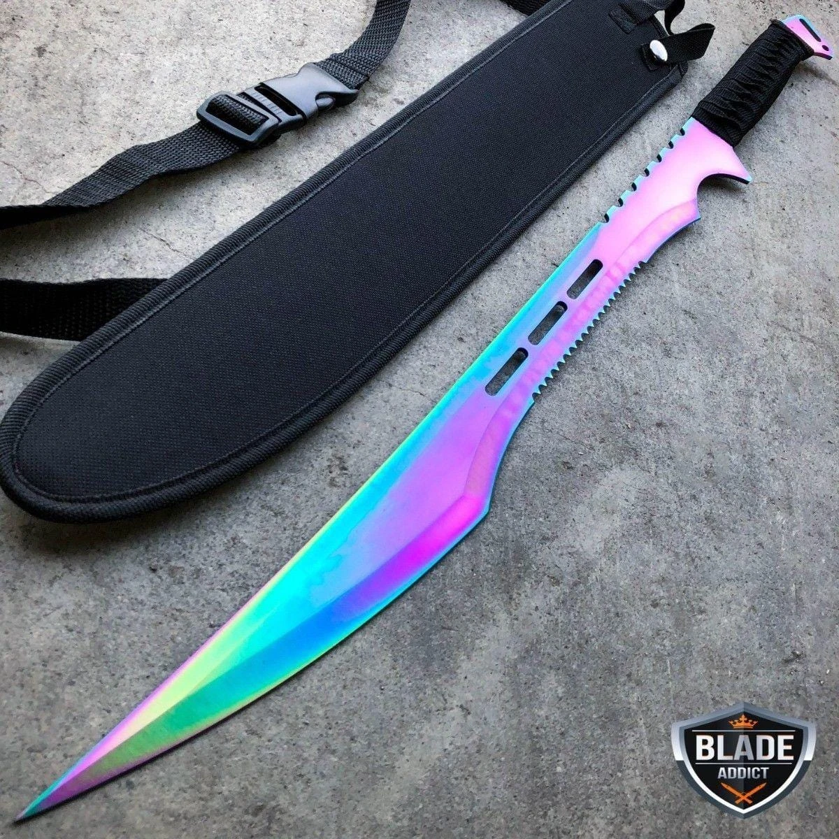 27" Rainbow Full Tang Blade Machete Tactical Katana Ninja Sword 3 27" Rainbow Full Tang Blade Machete Tactical Katana Ninja Sword