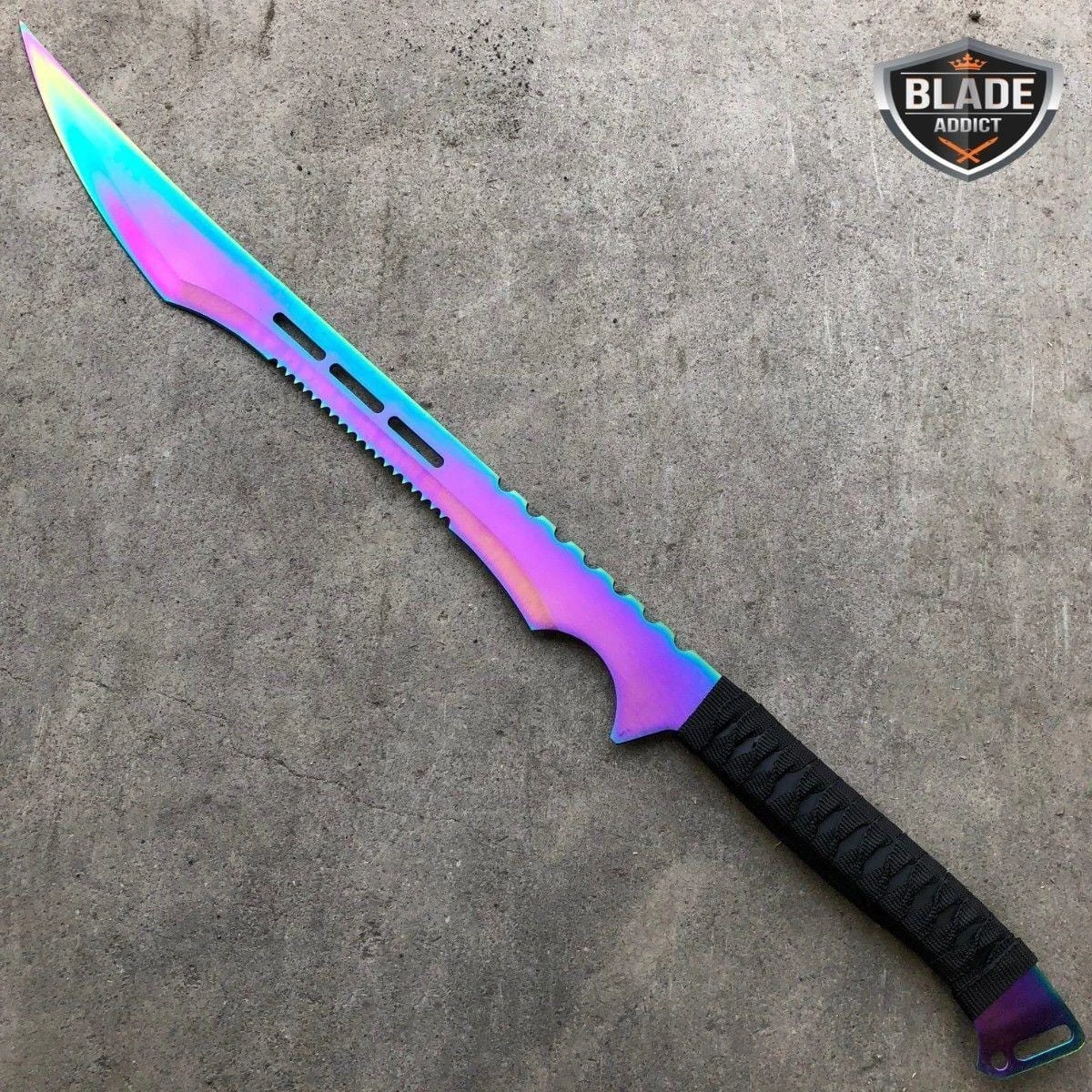 27" Rainbow Full Tang Blade Machete Tactical Katana Ninja Sword 4 27" Rainbow Full Tang Blade Machete Tactical Katana Ninja Sword - Image 2
