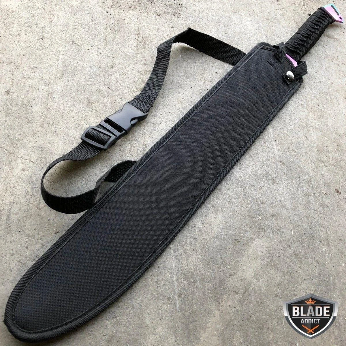 27" Rainbow Full Tang Blade Machete Tactical Katana Ninja Sword 6 27" Rainbow Full Tang Blade Machete Tactical Katana Ninja Sword - Image 4