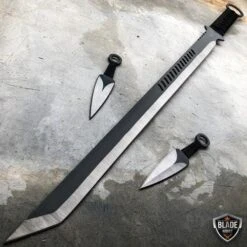 28" NINJA SWORD Machete Tactical Fixed Blade Katana + Throwing Knives