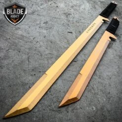 2PC 27" & 18" NINJA GOLDEN SWORD SET Samurai Machete COMBAT