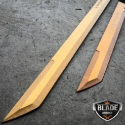 2PC 27" & 18" NINJA GOLDEN SWORD SET Samurai Machete COMBAT -BLADE ADDICT Sales bladeaddictknives sword 2pc 27 18 ninja golden sword set samurai machete combat 399486353435
