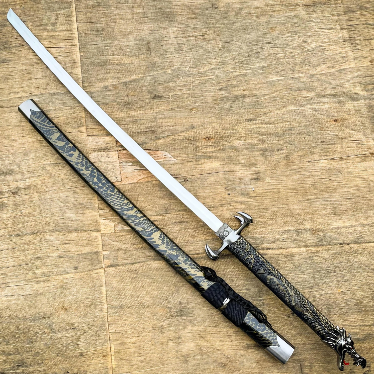 40" Black Dragon SAMURAI NINJA Bushido KATANA Japanese Four Claw Sword 5 40" Black Dragon SAMURAI NINJA Bushido KATANA Japanese Four Claw Sword - Image 3