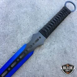 BLUE NINJA SWORD Full Tang Tactical Blade Katana 2PCS Throwing Knife -BLADE ADDICT Sales bladeaddictknives sword blue ninja sword full tang tactical blade katana 2pcs throwing knife 381499015195