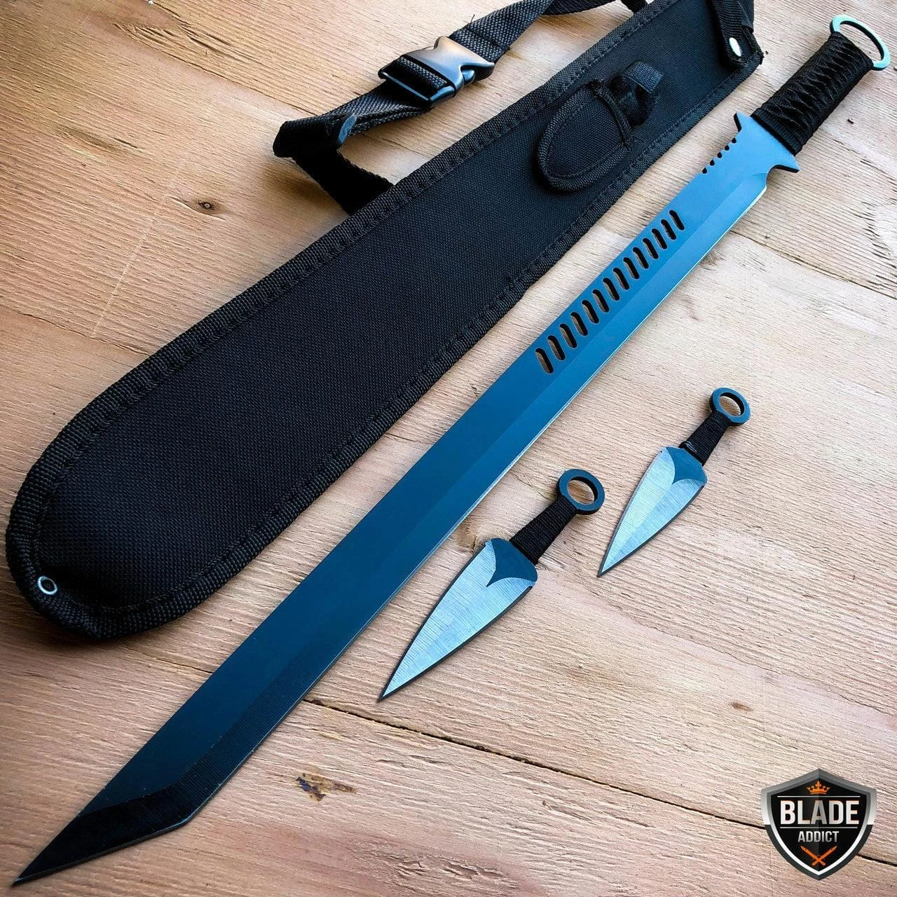 NINJA SWORD Full Tang Machete Tactical Blade Katana Throwing Knives 3 NINJA SWORD Full Tang Machete Tactical Blade Katana Throwing Knives