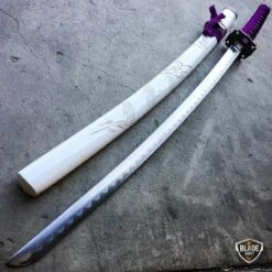 Real Japanese Samurai Sword KATANA High Carbon Steel Ninja Blade 12 Real Japanese Samurai Sword KATANA High Carbon Steel Ninja Blade -BLADE ADDICT Sales bladeaddictknives sword white w purple handle real japanese samurai sword katana high carbon steel ninja blade 3903403065432